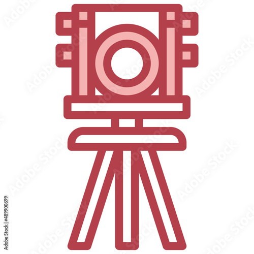 THEODOLITE red line icon,linear,outline,graphic,illustration