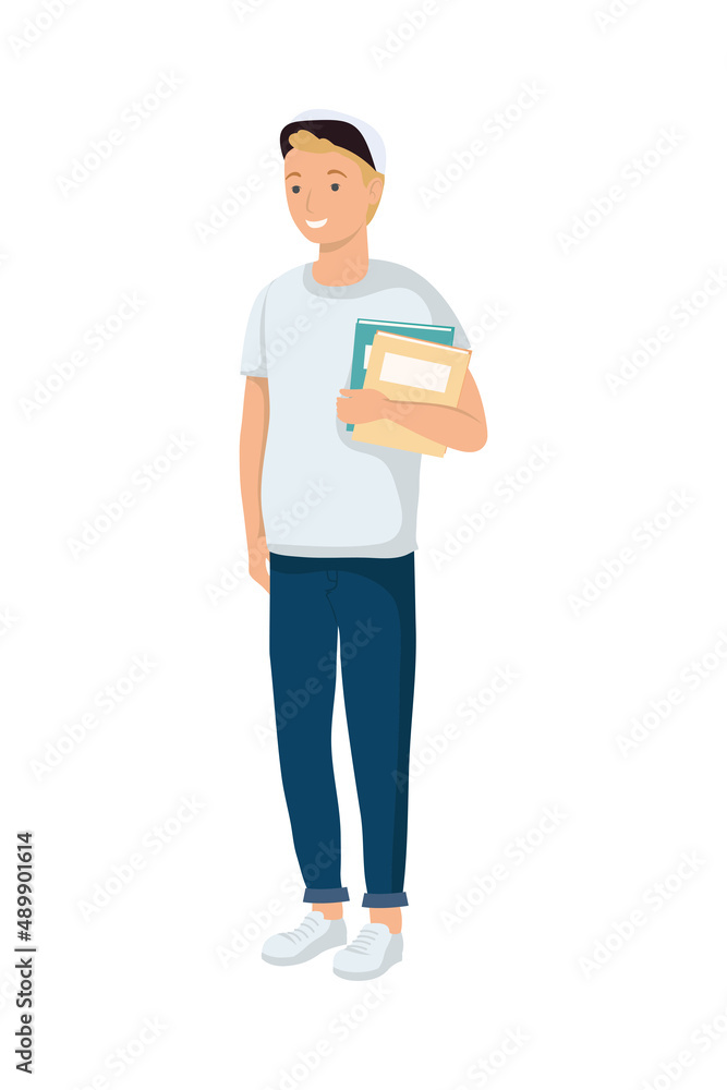 student boy with books