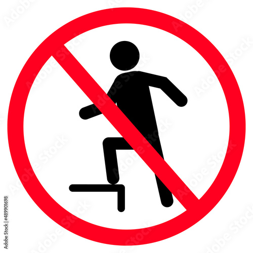 No stepping on surface sign. Sign danger no stepping on surface. flat style.
