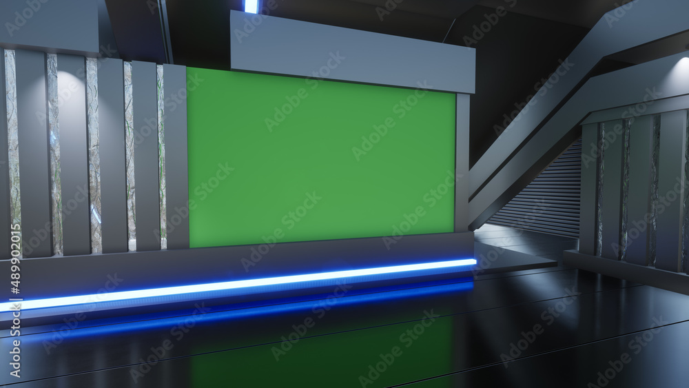 News Studio, Backdrop For TV Shows .TV On Wall.3D Virtual News Studio Background, 3d illustration News Studio, Backdrop For TV Shows .TV On Wall.3D Virtual News Studio Background, 3d illustration