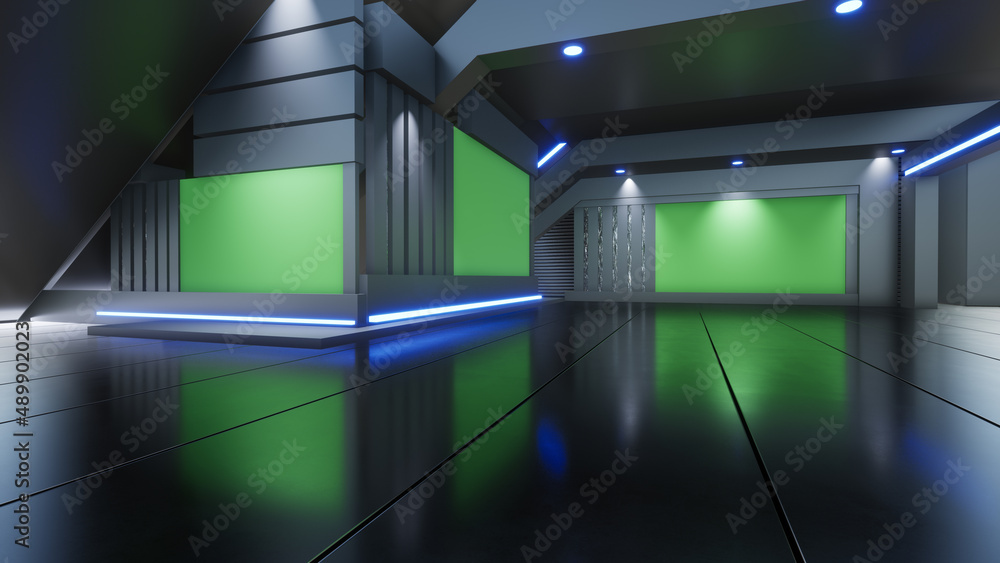 News Studio, Backdrop For TV Shows .TV On Wall.3D Virtual News Studio Background, 3d illustration News Studio, Backdrop For TV Shows .TV On Wall.3D Virtual News Studio Background, 3d illustration