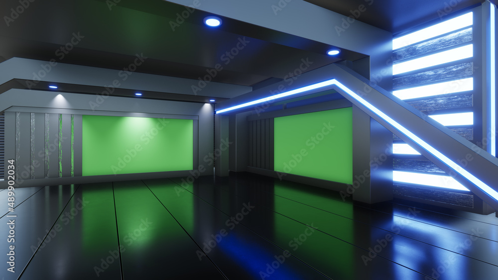 News Studio, Backdrop For TV Shows .TV On Wall.3D Virtual News Studio Background, 3d illustration News Studio, Backdrop For TV Shows .TV On Wall.3D Virtual News Studio Background, 3d illustration