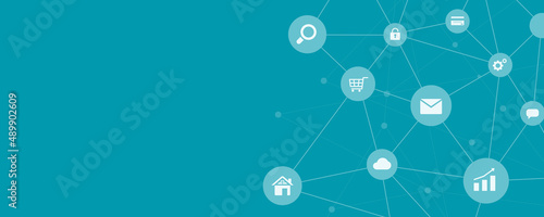 business online communication and abstract social network connection background concept. Social network Web banner concept. Flat vector illustration.