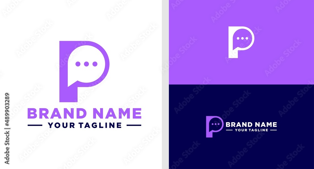 LETTER P LOGO BUBBLE CHAT EDITABLE LETTER P LOGO BUBBLE CHAT EDITABLE