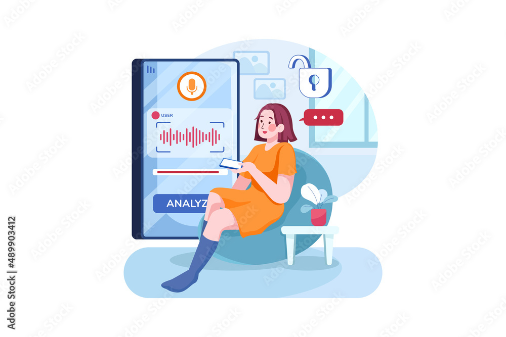 Voice authentication security illustration concept Voice authentication security illustration concept