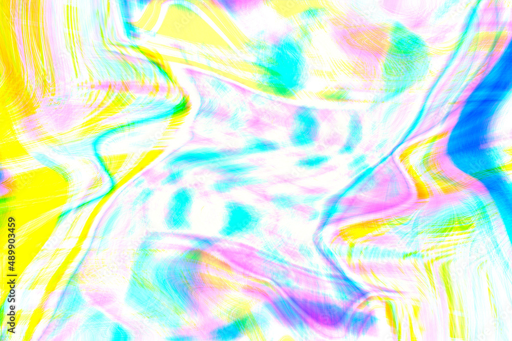 Colourful psychedelic background made of interweaving curved shapes. liquid splash as Illustration.	