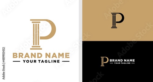 LETTER P LOGO COLOUMN EDITABLE