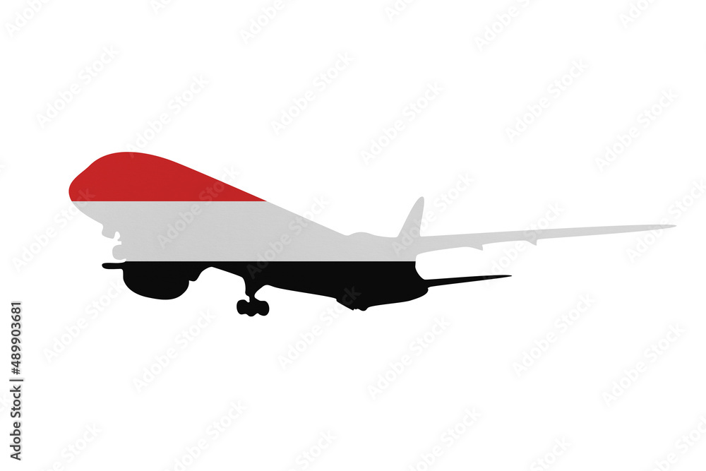 Aircraft News clip art in colors of national flag on white background. Yemen