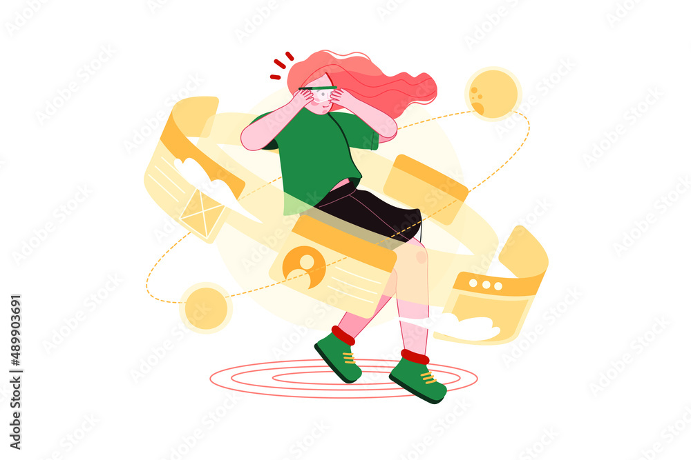 Woman experiencing modern metaverse technology Woman experiencing modern metaverse technology