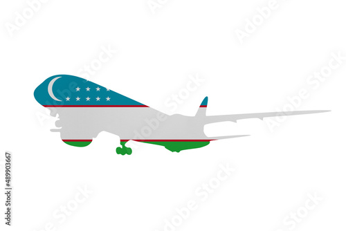 Aircraft News clip art in colors of national flag on white background. Uzbekistan