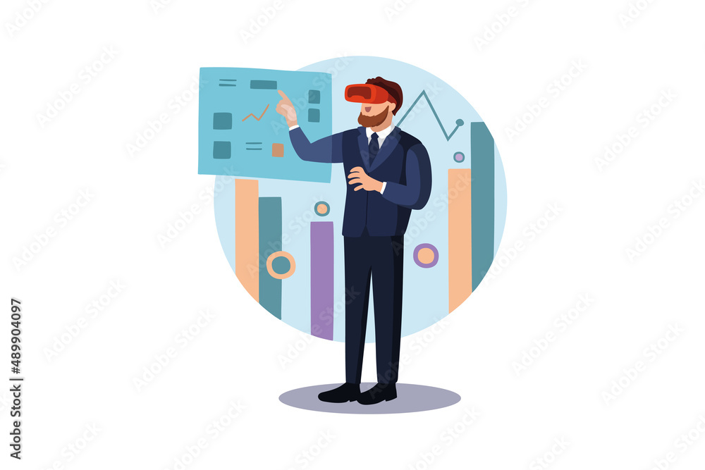 Business person working using VR tech Business person working using VR tech