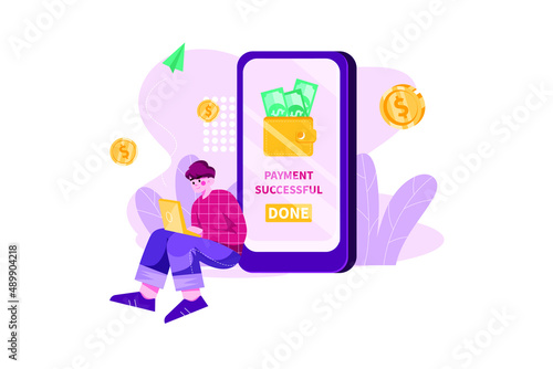 A man doing an online payment by digital wallet