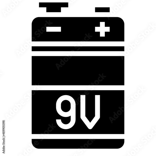 9V glyph icon,linear,outline,graphic,illustration