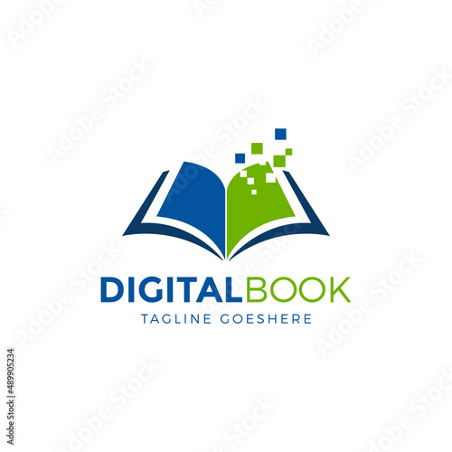 digital book logo graphic design vector illustration