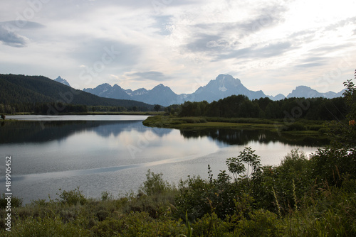 Gran Teton National Park Portion of the Snake River with a background Grand Teton Mountain.