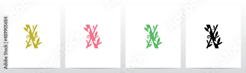 Leaves Sprout Dots On Letter Logo Design X