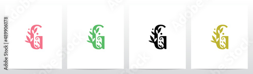 Leaves Sprout Dots On Letter Logo Design G