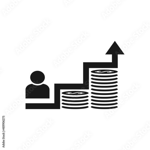 Employee salary increase icon isolated on white background