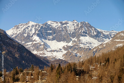 The south side of Gran Paradiso, a mountain massif peaking at over 4000 metres, seen from Ceresole Reale.