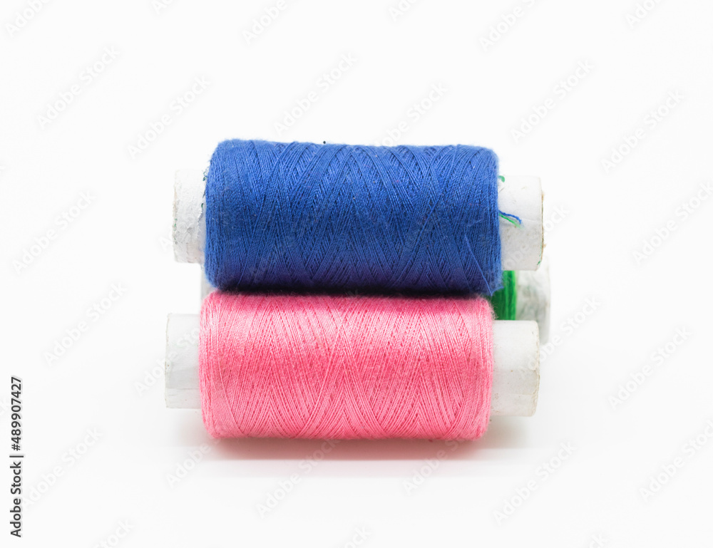 Colorful yarn on spool, yarn on tube, cotton, wool, linen thread, Colorful yarn on spool, yarn on tube, cotton, wool, linen thread,