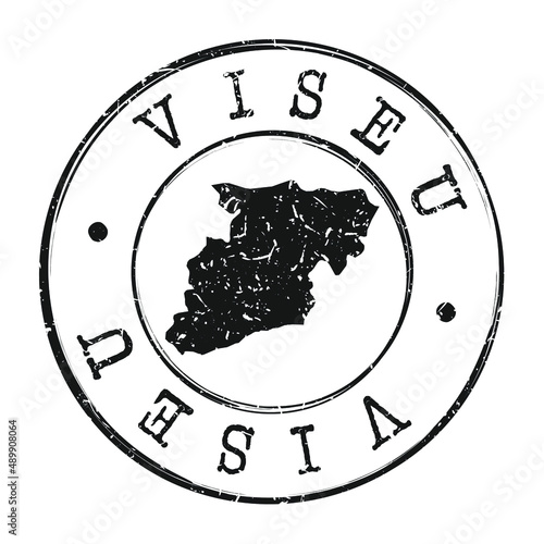 Obraz na plátne Viseu, Portugal Silhouette Postal Passport
