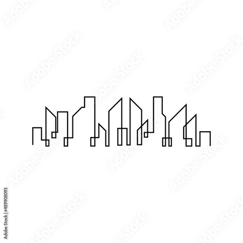 city       skyline  city silhouette  modern city and city center. With logo design concept  icon and symbol illustration template.