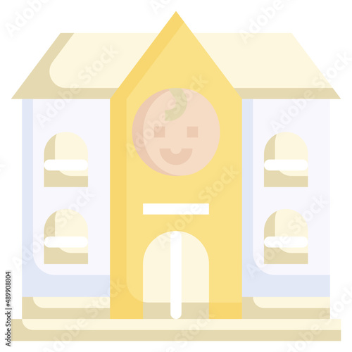 ORPHANAGE flat icon,linear,outline,graphic,illustration