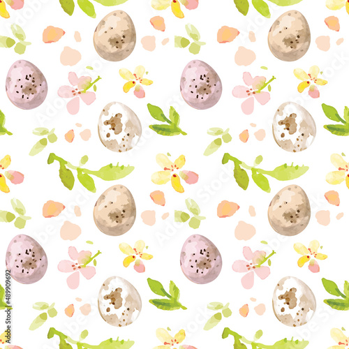 Tender watercolor easter seamless pattern in watercolor style