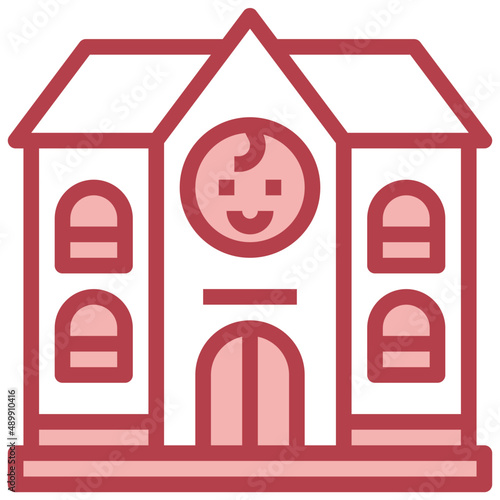 ORPHANAGE red line icon,linear,outline,graphic,illustration