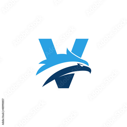 creative letter v concept eagle logo design vector illustration