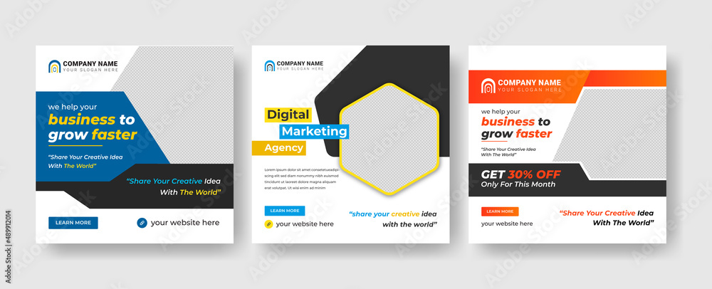 digital business marketing social media post and web banner instagram post and business agency