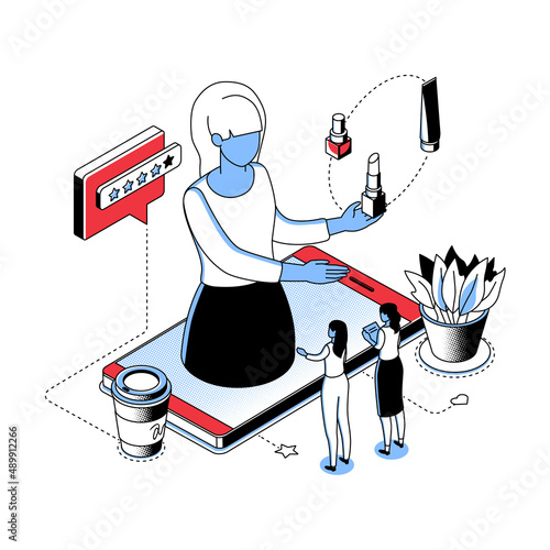 Blogging - modern line isometry design style illustration