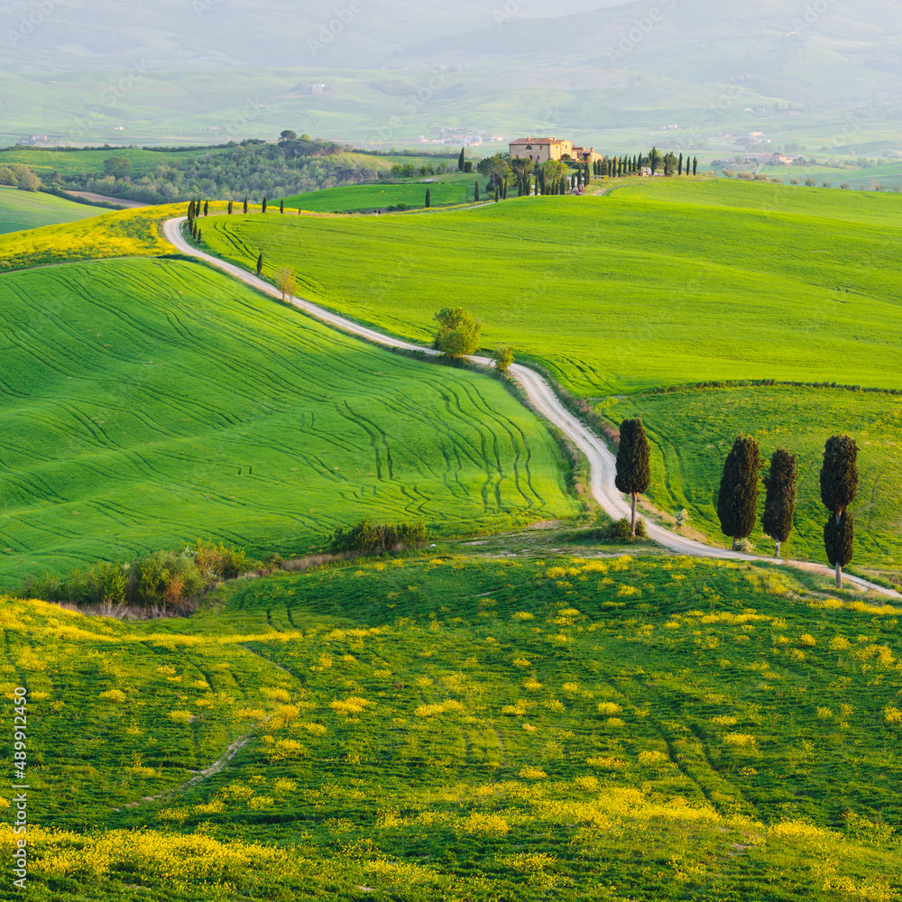 Orcia Valle, green rolling landscape in Tuscany, Italy