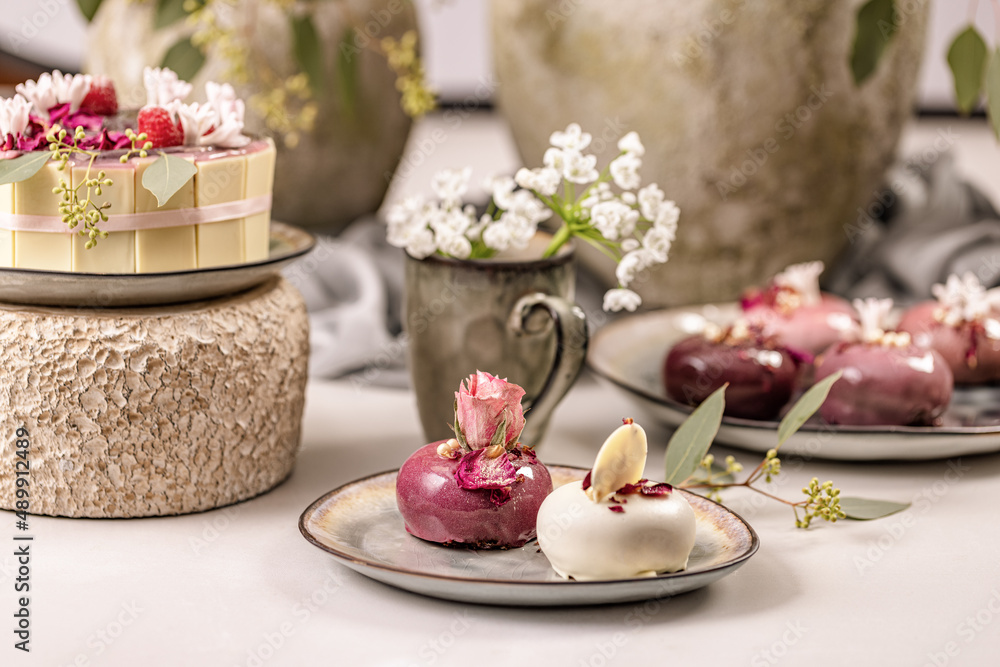 Still life of mousse cakes Still life of mousse cakes