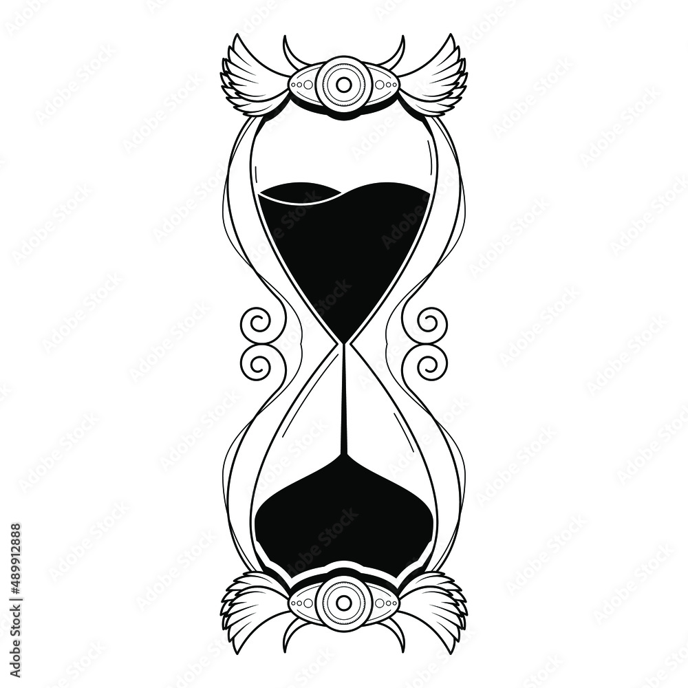 Abstract Hand Drawn Hourglass Time Clock Sand With Sand Doodle Concept