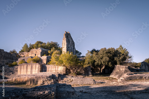 Disused quarry Du Bon Temps in Junas, Gard, South of France. This limestone quarry which was worked from medieval times until the beginning of the 20th century is now a tourist attraction. photo