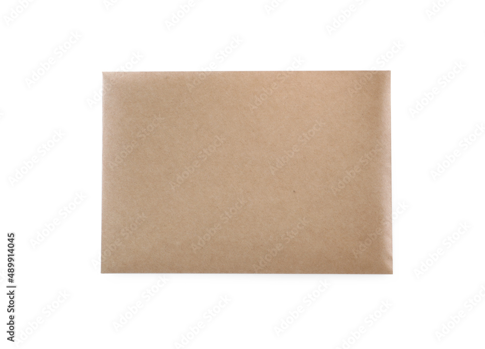 Blank kraft paper envelope isolated on white Blank kraft paper envelope isolated on white