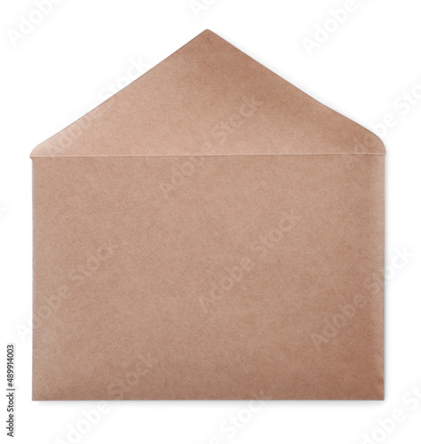 Blank kraft paper envelope isolated on white