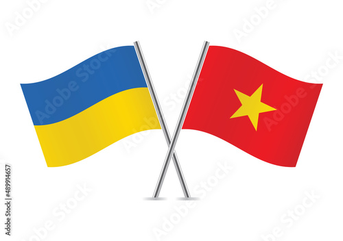 Ukraine and Vietnam crossed flags. Ukrainian and Vietnamese flags, isolated on white background. Vector icon set. Vector illustration. Free Download Ukraine and Vietnam crossed flags. Ukrainian and Vietnamese flags, isolated on white background. Vector icon set. Vector illustration. - GFXLoad