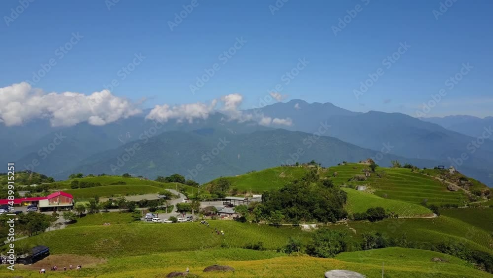 Aerial view of the Orange Daylily landscape of Liushishi Shan Aerial view of the Orange Daylily landscape of Liushishi Shan
