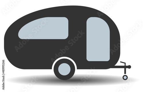 simple flat camping trailer symbol, vector illustration