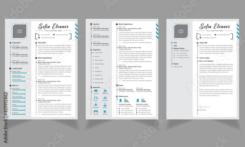 Creative Professional Resume CV Templates with Cover Letter Layout infographic design