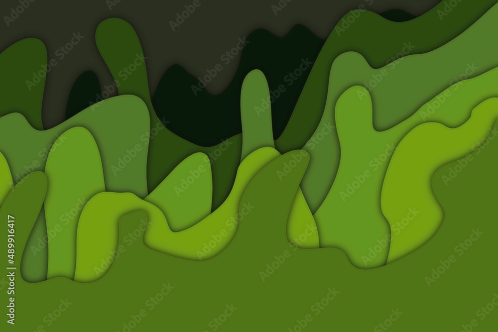 Abstract green algae paper cut effect background Abstract green algae paper cut effect background
