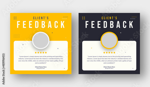 Customer feedback and testimonial social media post web banner