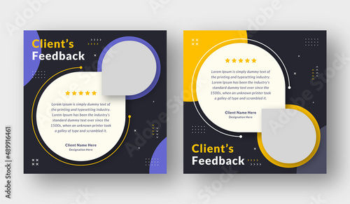 Customer feedback and testimonial social media post web banner