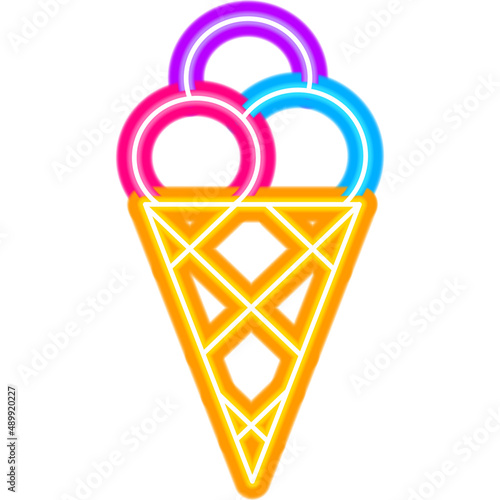 Ice Cream Balls Neon Icon