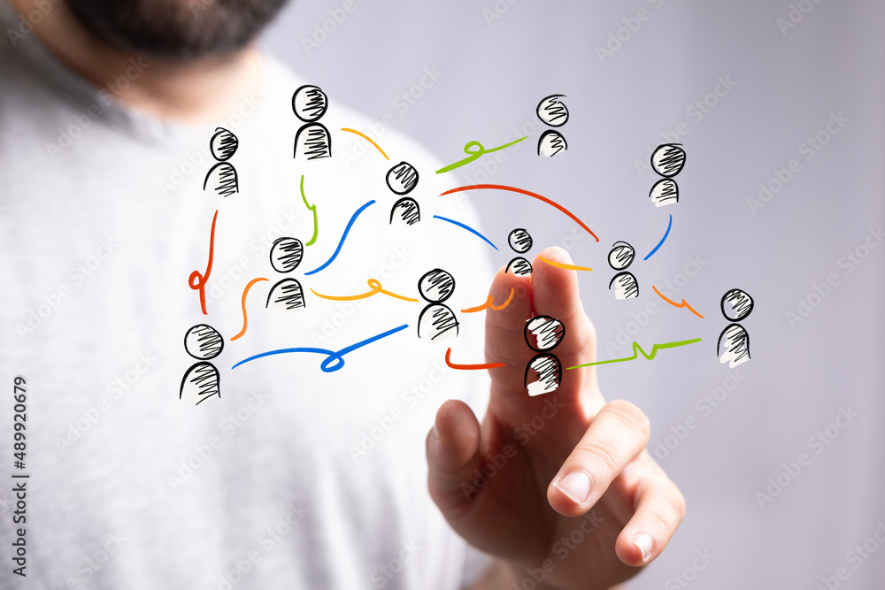 Businessman using data network with his fingers Businessman using data network with his fingers