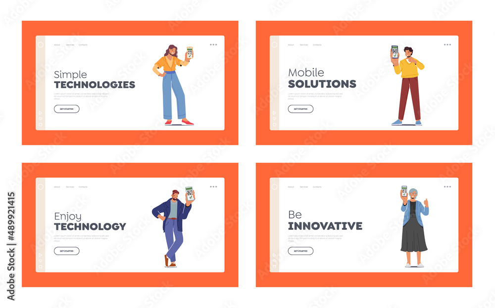 Vaccine Passport Landing Page Template Set. Digital Sanitary Pass. Young and Old People Show Coronavirus Certificates Vaccine Passport Landing Page Template Set. Digital Sanitary Pass. Young and Old People Show Coronavirus Certificates