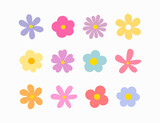 Cute flowers icons set.