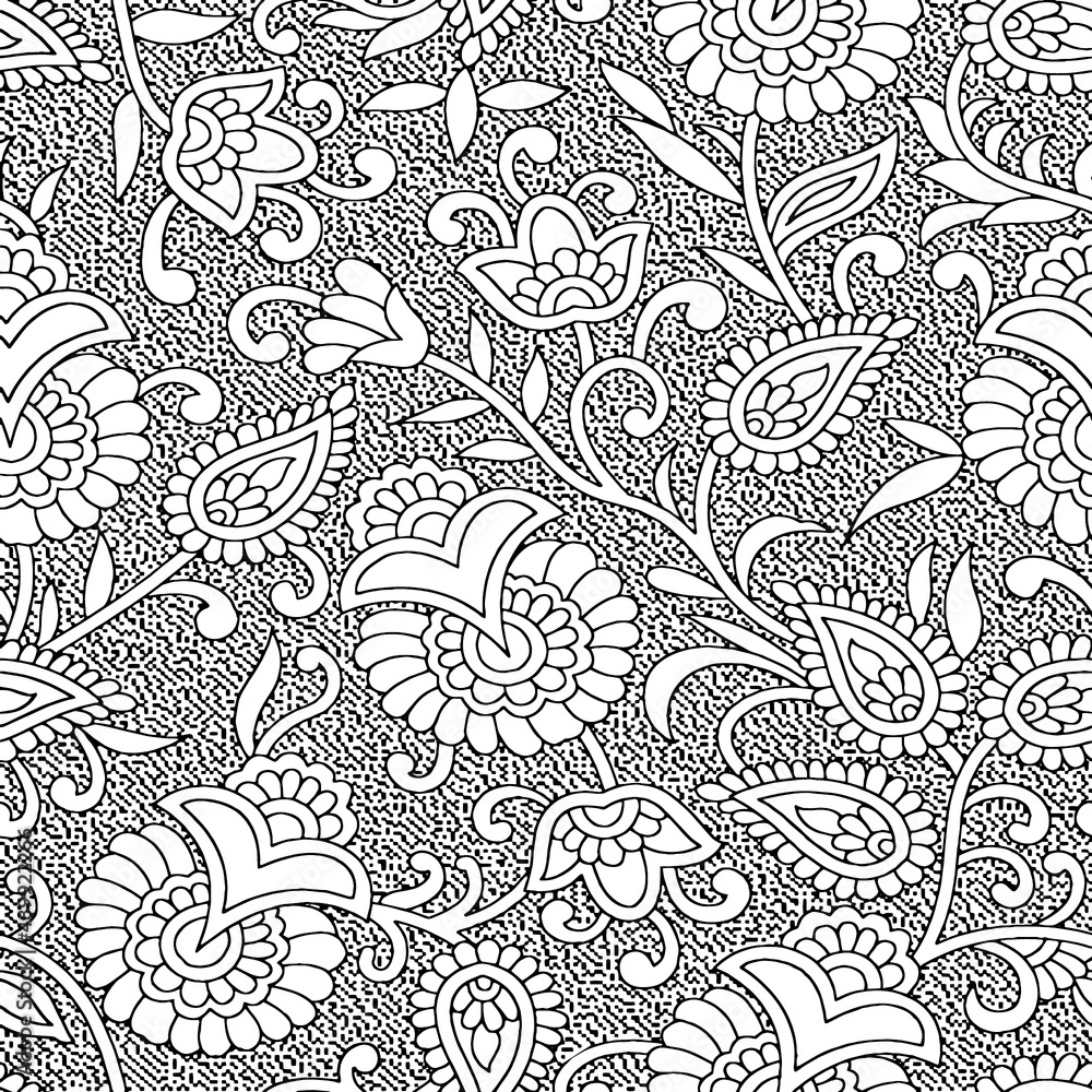 Fototapeta premium Monotone blue and grey of silhouette tropical foliage and fill in stripe leaves in colorful mood seamless pattern in vector for fashion fabric and all prints